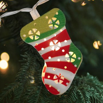 LED-Außenlichterkette 10xLED/2xAA, 1,65 m, IP44, warmweiß, mit Strümpfen