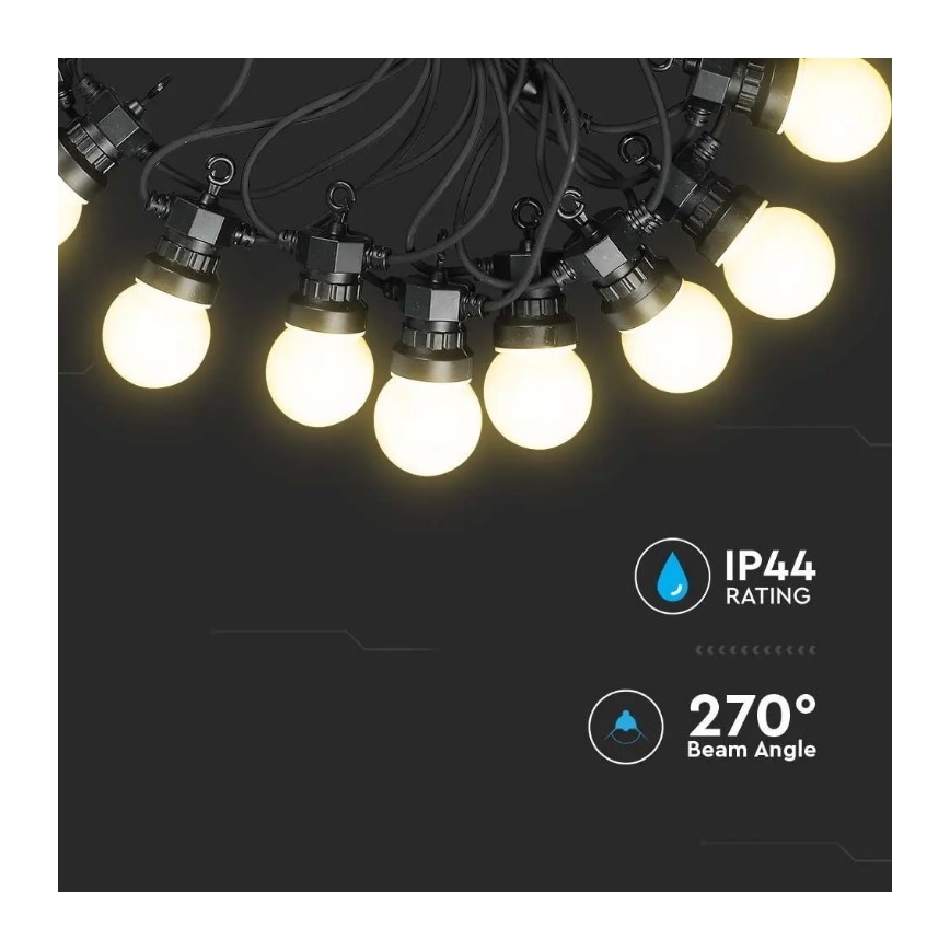 LED Außen-Lichterkette STRING 10m 20xLED/0,5W/24/230V 3000K IP44