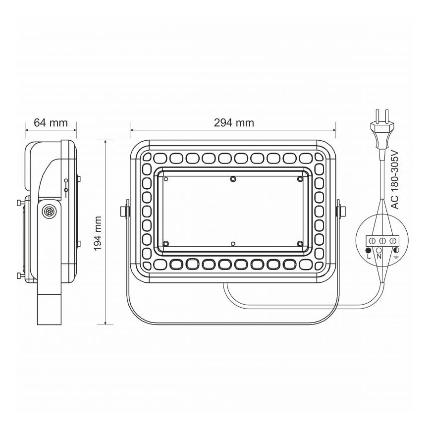 LED-Außenscheinwerfer PROFI LED/100W/180-305V IP65