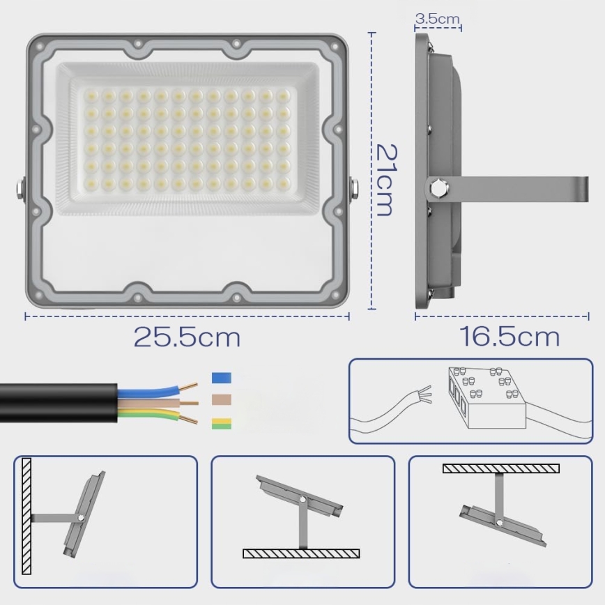LED-Außenstrahler LED/100W/230V 4500K IP65 grau