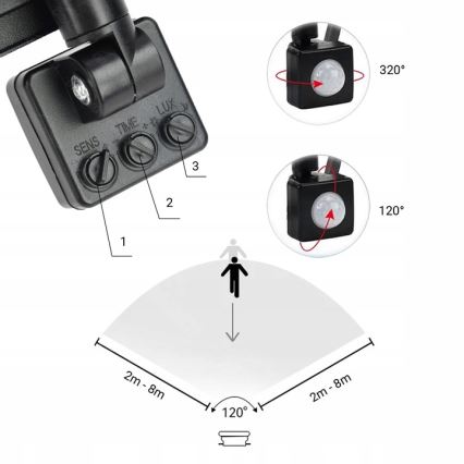 LED-Außenstrahler mit Sensor LED/100W/230V 4000K IP65 schwarz
