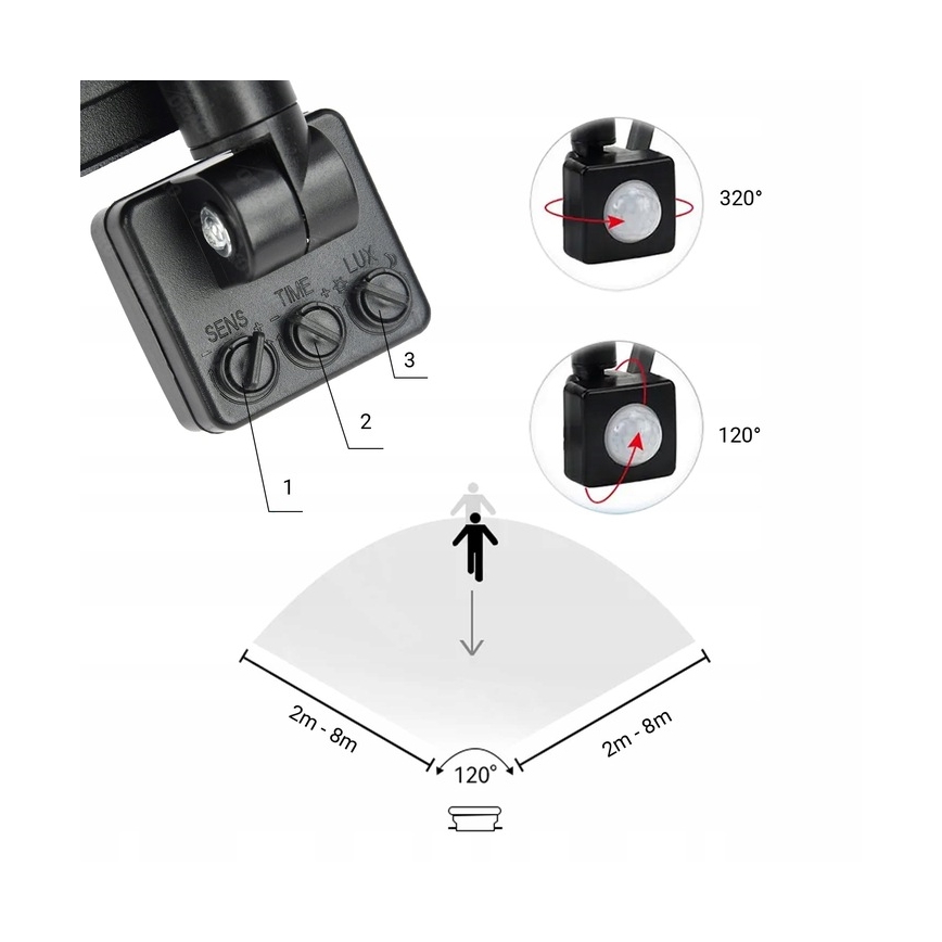 LED-Außenstrahler mit Sensor LED/100W/230V 4000K IP65 schwarz