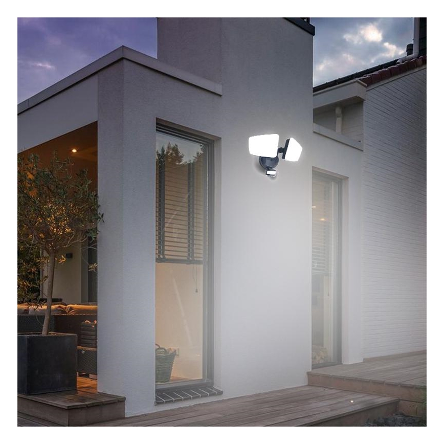 LED-Außenstrahler mit Sensor LED/24W/230V 3000/4000/6000K IP54 schwarz