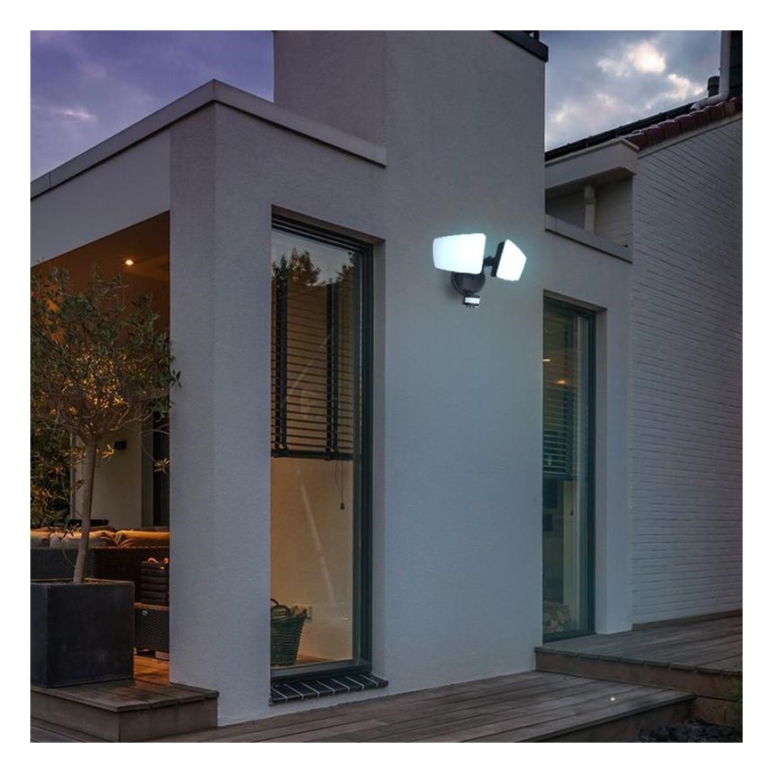 LED-Außenstrahler mit Sensor LED/24W/230V 3000/4000/6000K IP54 schwarz