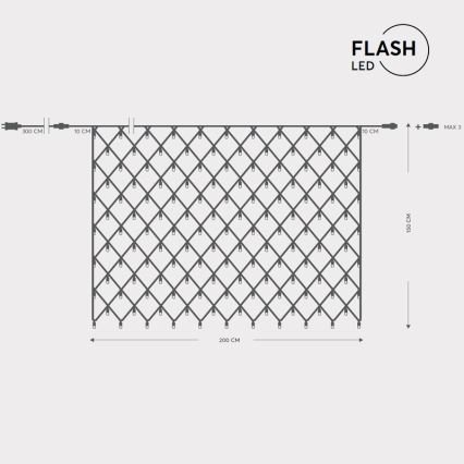 LED Außenvorhang NET 240xLED/7,2W/230V 1,5x2 m IP44 warmweiß