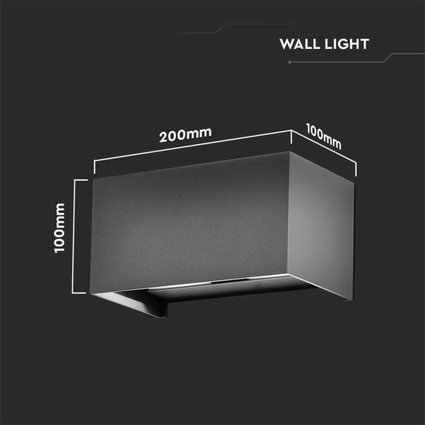LED-Außenwandleuchte, 24 W, 230 V, 3000 K, IP65, Anthrazit