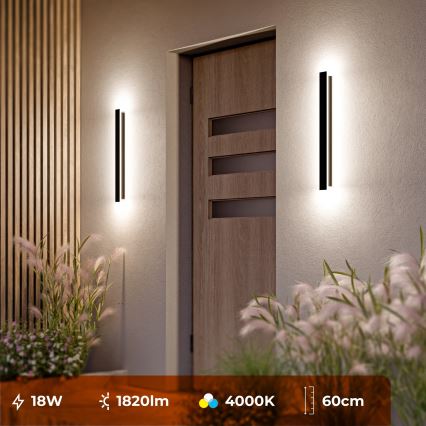 LED Außenwandleuchte LED/18W/230V 60 cm IP65 schwarz