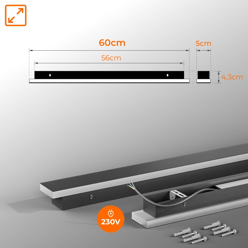 LED Außenwandleuchte LED/18W/230V 60 cm IP65 schwarz