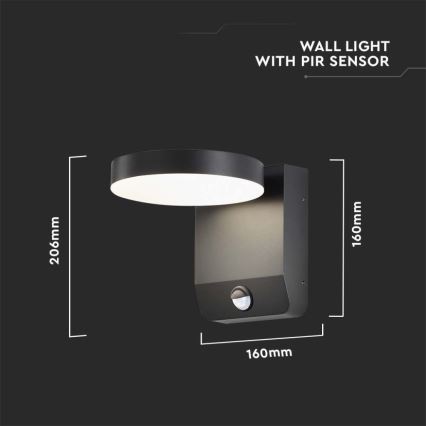 Flexible LED-Wandleuchte für den Außenbereich mit Sensor LED/17W/230V IP65 3000K schwarz