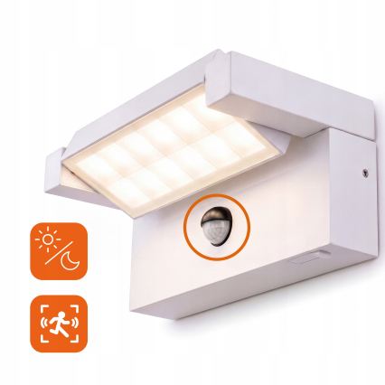 LED-Außen-Wandleuchte mit Bewegungs- und Dämmerungssensor LED/25W/230V 3000/4000/6500K IP54 weiß