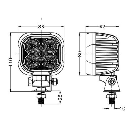 LED-Autoscheinwerfer BLACK LED/50W/10-30V IP69 5700K eckig