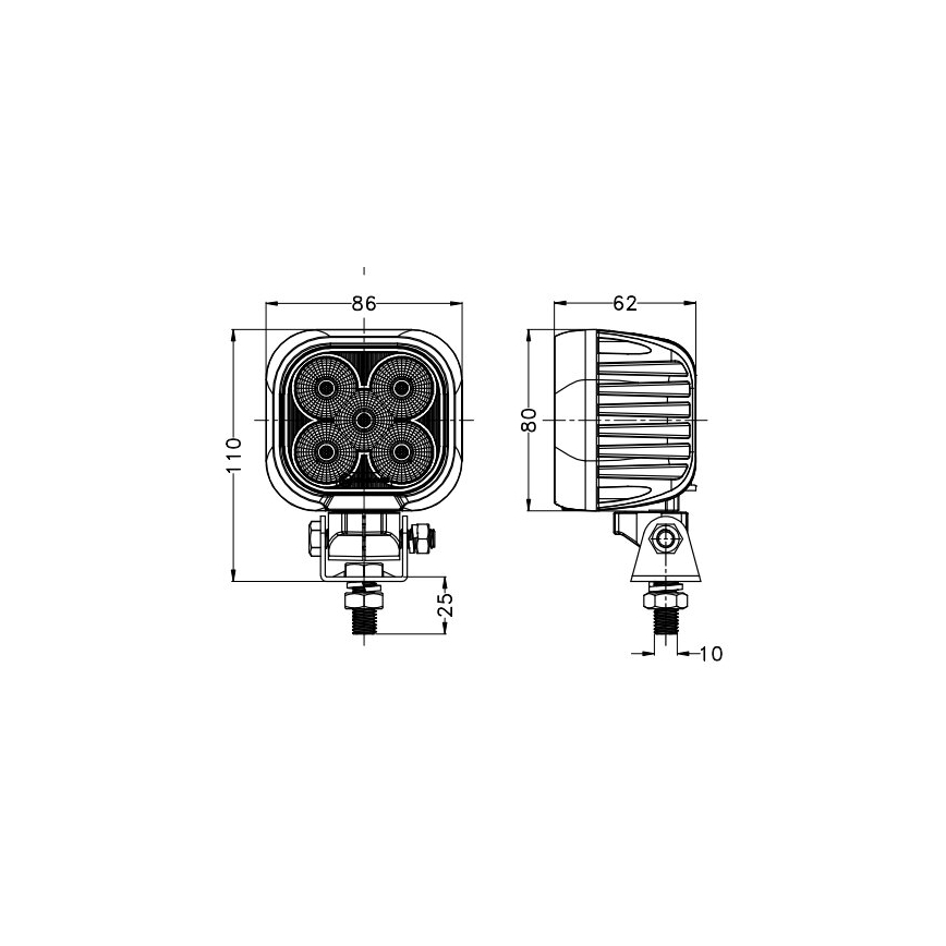 LED-Autoscheinwerfer BLACK LED/50W/10-30V IP69 5700K eckig