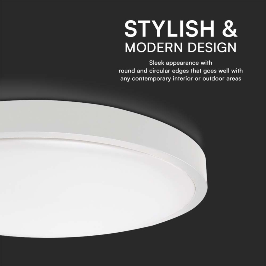 LED-Badezimmer-Deckenleuchte 18W/230V 4000K IP44 Ø 25 cm Weiß