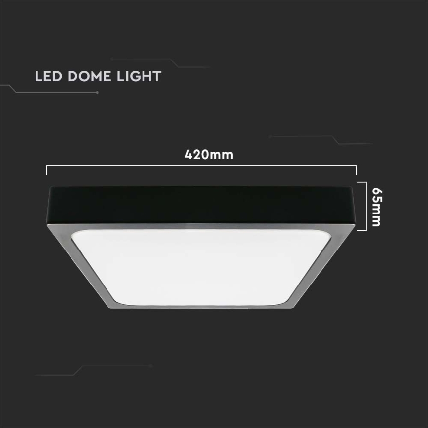 LED Badezimmer-Deckenleuchte LED/30W/230V 6500K IP44 42x42 cm schwarz