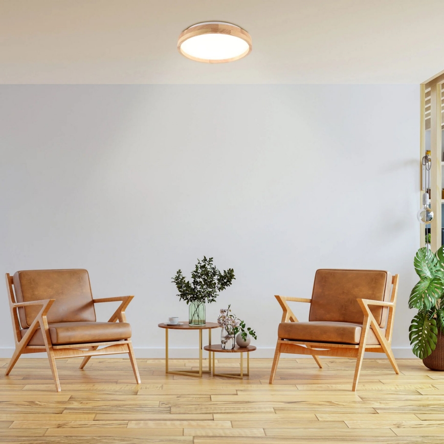 LED-Deckenleuchte für das Badezimmer, Holz, 12 W / 230 V, Ø 27 cm, IP44, Eiche