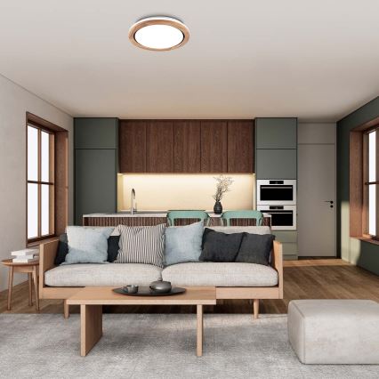 LED-Badezimmer-Deckenleuchte aus Eiche LED/24W/230V Ø 39 cm IP44