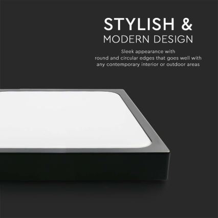 LED Badezimmer-Deckenleuchte LED/30W/230V 3000K IP44 42x42 cm Schwarz