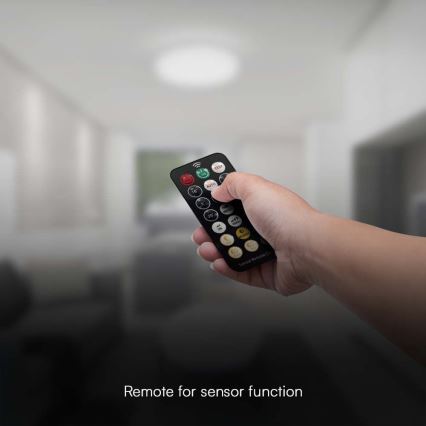 LED Badezimmer-Deckenleuchte mit Sensor SAMSUNG CHIP LED/18W/230V IP44 4000K Ø 29 cm Schwarz + Fernbedienung