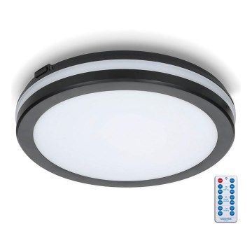 LED Badezimmer-Deckenleuchte mit Sensor LED/24W/230V 3000/4000/6500K IP65 Ø 30 cm Schwarz + Fernbedienung