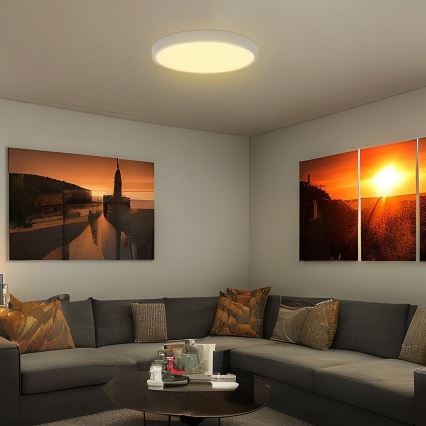 LED Badezimmer-Deckenleuchte mit Sensor SAMSUNG CHIP LED/24W/230V IP44 6500K Ø 35 cm Weiß + Fernbedienung