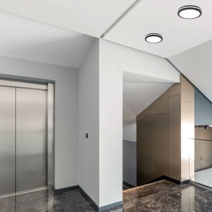 LED Badezimmer-Deckenleuchte mit Sensor LED/24W/230V 3000/4000/6500K IP65 Ø 30 cm Schwarz + Fernbedienung