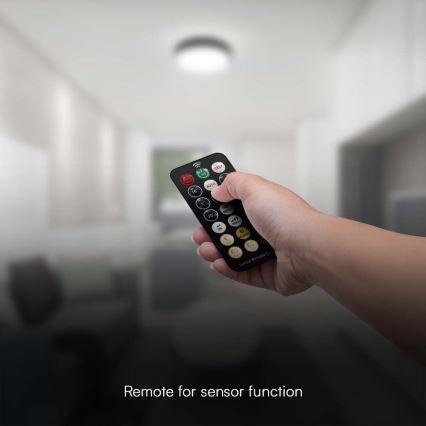 LED Badezimmer-Deckenleuchte mit Sensor LED/36W/230V 4000K IP44 Ø 42 cm Schwarz + Fernbedienung