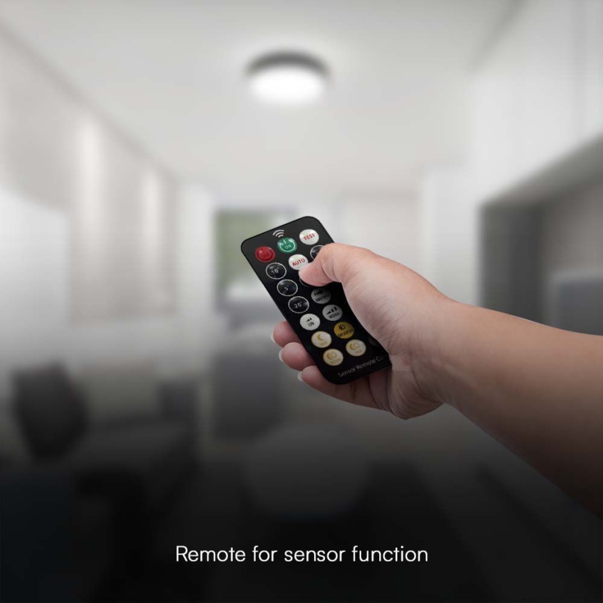 LED Badezimmer-Deckenleuchte mit Sensor LED/36W/230V 4000K IP44 Ø 42 cm Schwarz + Fernbedienung