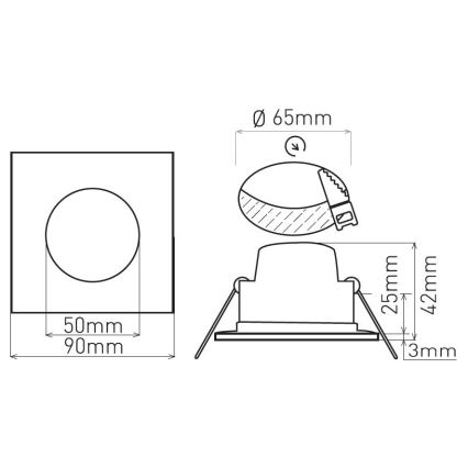 LED Badezimmer-Einbauleuchte BONO LED/5W/230V 3000K IP65 schwarz