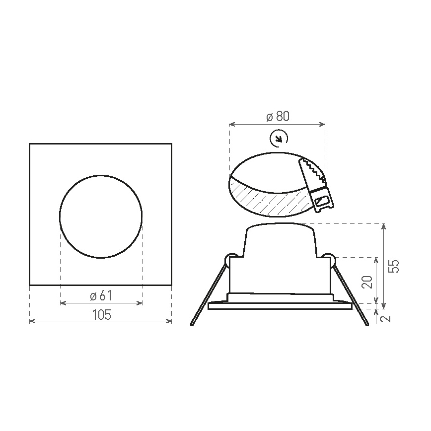 LED-Badezimmer-Einbauleuchte BONO LED/8W/230V 3000K IP65 weiß