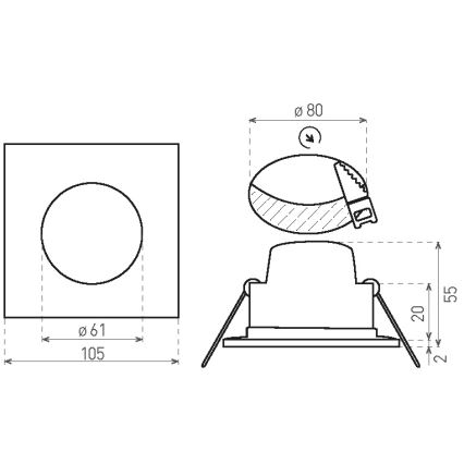 LED-Badezimmer-Einbauleuchte BONO LED/8W/230V 4000K IP65 weiß