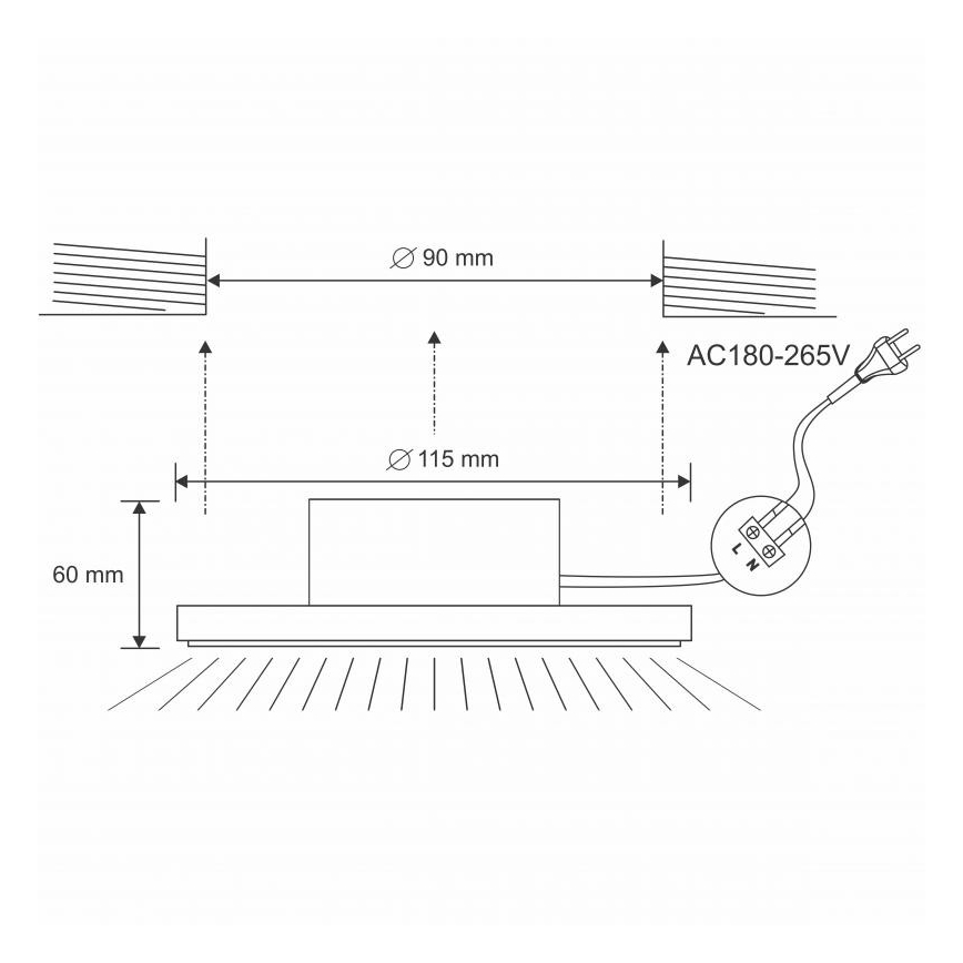LED Badezimmer-Einbauleuchte LED/10W/230V 4000K weiß IP44
