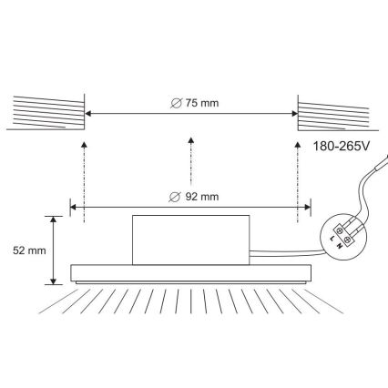 LED-Badezimmer-Einbauleuchte LED/7W/230V 4000K schwarz IP44