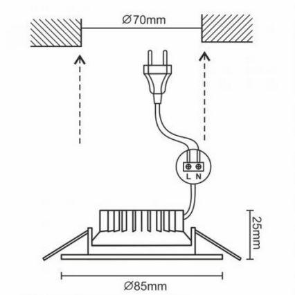 LED Badezimmer Einbauleuchte LED/7W/230V 4000K silber IP44