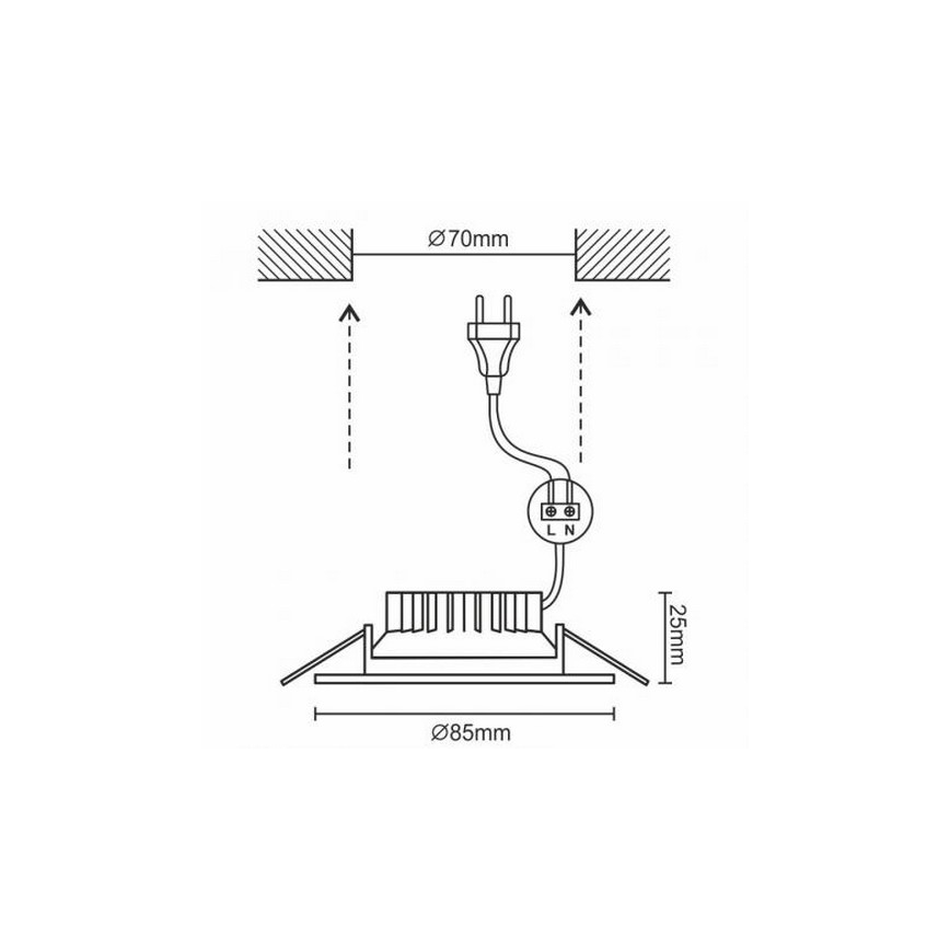LED Badezimmer-Einbauleuchte LED/7W/230V 4000K weiß IP44