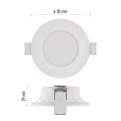 LED Badezimmer-Einbauleuchte LORI LED/4,5W/230V IP65 2700/4000K Ø 8,5 cm Weiß