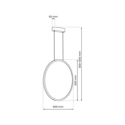 LED-Badezimmer-Hängeleuchte an einer Schnur SATURNO LED/46W/230V IP44 anthrazit