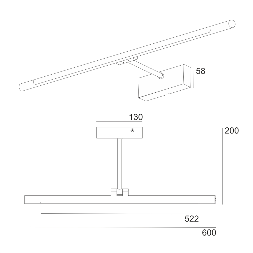 LED-Badezimmer-Spiegelleuchte MIRROR LED/8W/230V 4000K IP44 60 cm schwarz