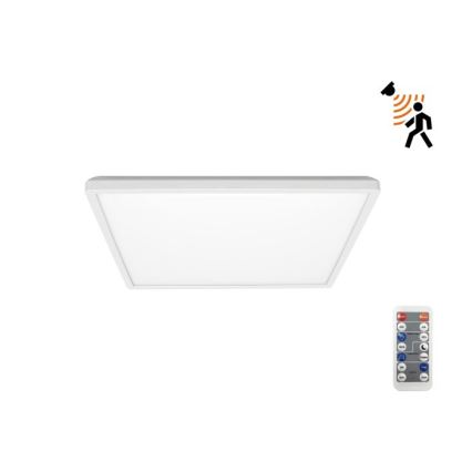 LED Badezimmerleuchte mit Bewegungs- und Dämmerungssensor NIVERA LED/12W/230V IP54 3000/4000/6000K 22,5x22,5 cm weiß + Fernbedienung