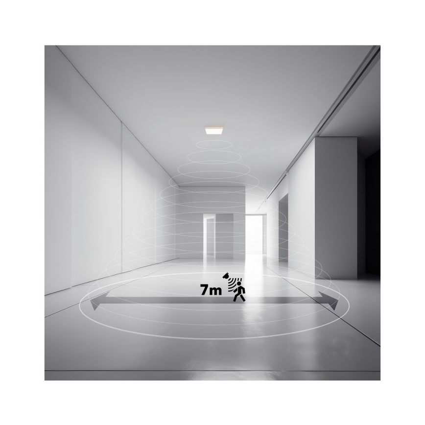 LED Badezimmerleuchte mit Bewegungs- und Dämmerungssensor NIVERA LED/12W/230V IP54 3000/4000/6000K 22,5x22,5 cm weiß + Fernbedienung