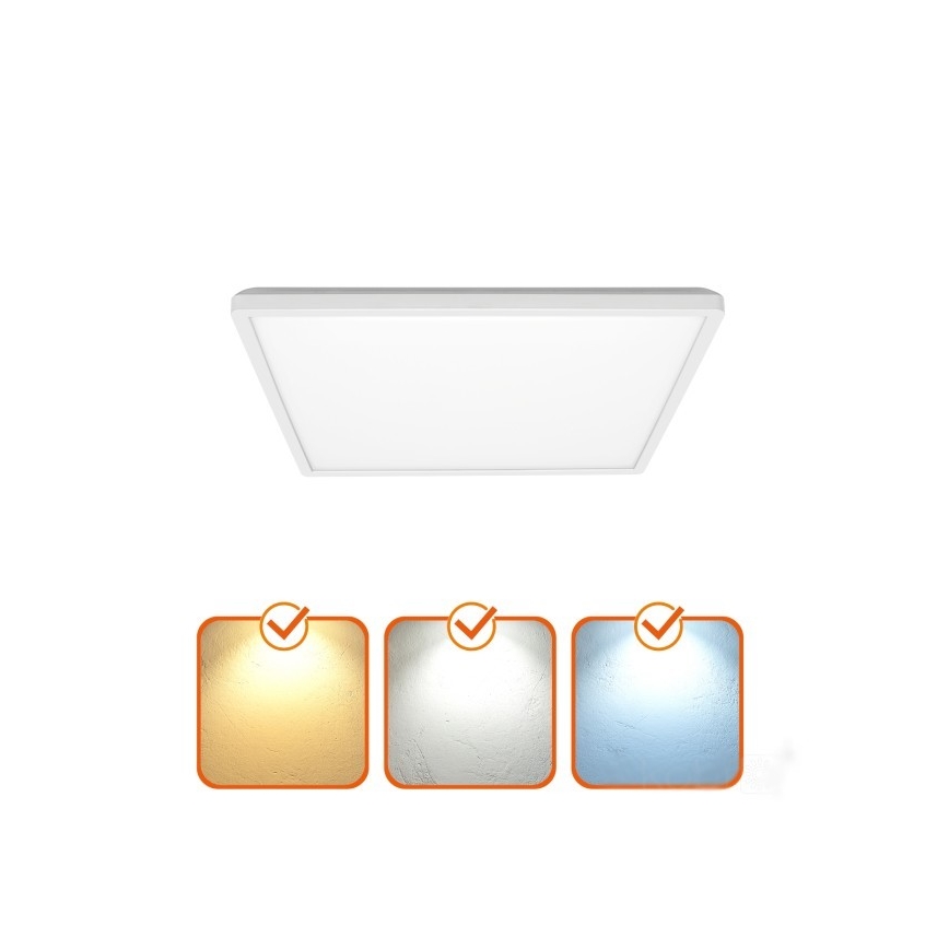 LED Badezimmerleuchte mit Bewegungs- und Dämmerungssensor NIVERA LED/12W/230V IP54 3000/4000/6000K 22,5x22,5 cm weiß + Fernbedienung