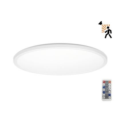 LED Badezimmerleuchte mit Bewegungs- und Dämmerungssensor NIVERA LED/24W/230V IP54 3000/4000/6000K Ø 30 cm weiß + Fernbedienung