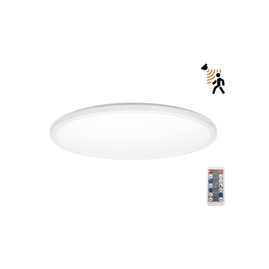 LED Badezimmerleuchte mit Bewegungs- und Dämmerungssensor NIVERA LED/24W/230V IP54 3000/4000/6000K Ø 30 cm weiß + Fernbedienung
