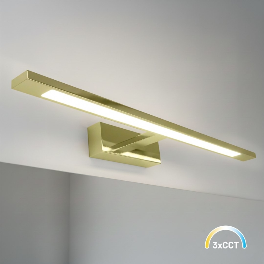 LED-Spiegelleuchte KLIMT, 12 W, 230 V, 3000/4000/6000 K, 60 cm, IP44, goldfarben