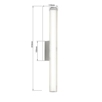 LED-Spiegelleuchte LINEA für Badezimmer, 12 W / 230 V, 3000/4000/6000 K, IP44, 61 cm, mattchrom