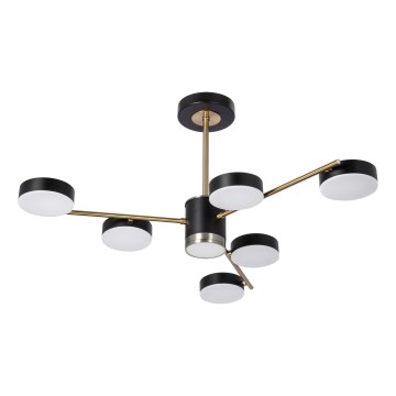 LED-Deckenleuchte an Stange 6xLED/7W/230V + LED/6W 3000-6000K Ø 69 cm gold/schwarz