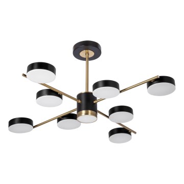 LED-Deckenleuchte an Stange 8xLED/7W/230V + LED/6W 3000-6000K d 77 cm golden/schwarz