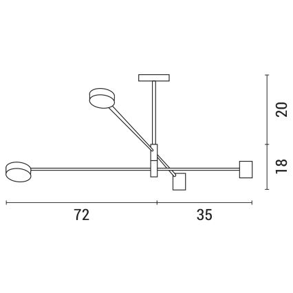 LED-Deckenleuchte an Stange LED/24W/230V 3000K golden