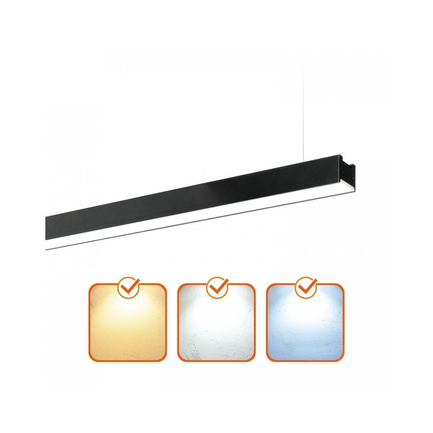 LED-Aufbau-Pendelleuchte KOLINE, 40 W, 230 V, 3000/4000/6500 K, 120 cm, schwarz