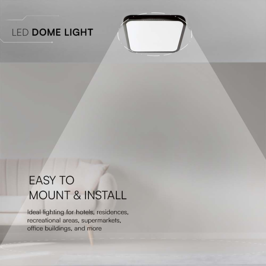 LED-Deckenleuchte für Badezimmer LED/18W/230V 3000K IP44 25x25 cm schwarz