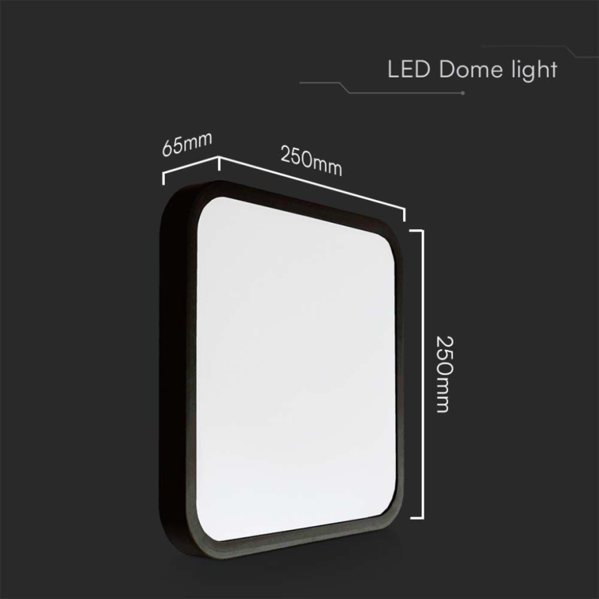 LED-Deckenleuchte für Badezimmer LED/18W/230V 3000K IP44 25x25 cm schwarz